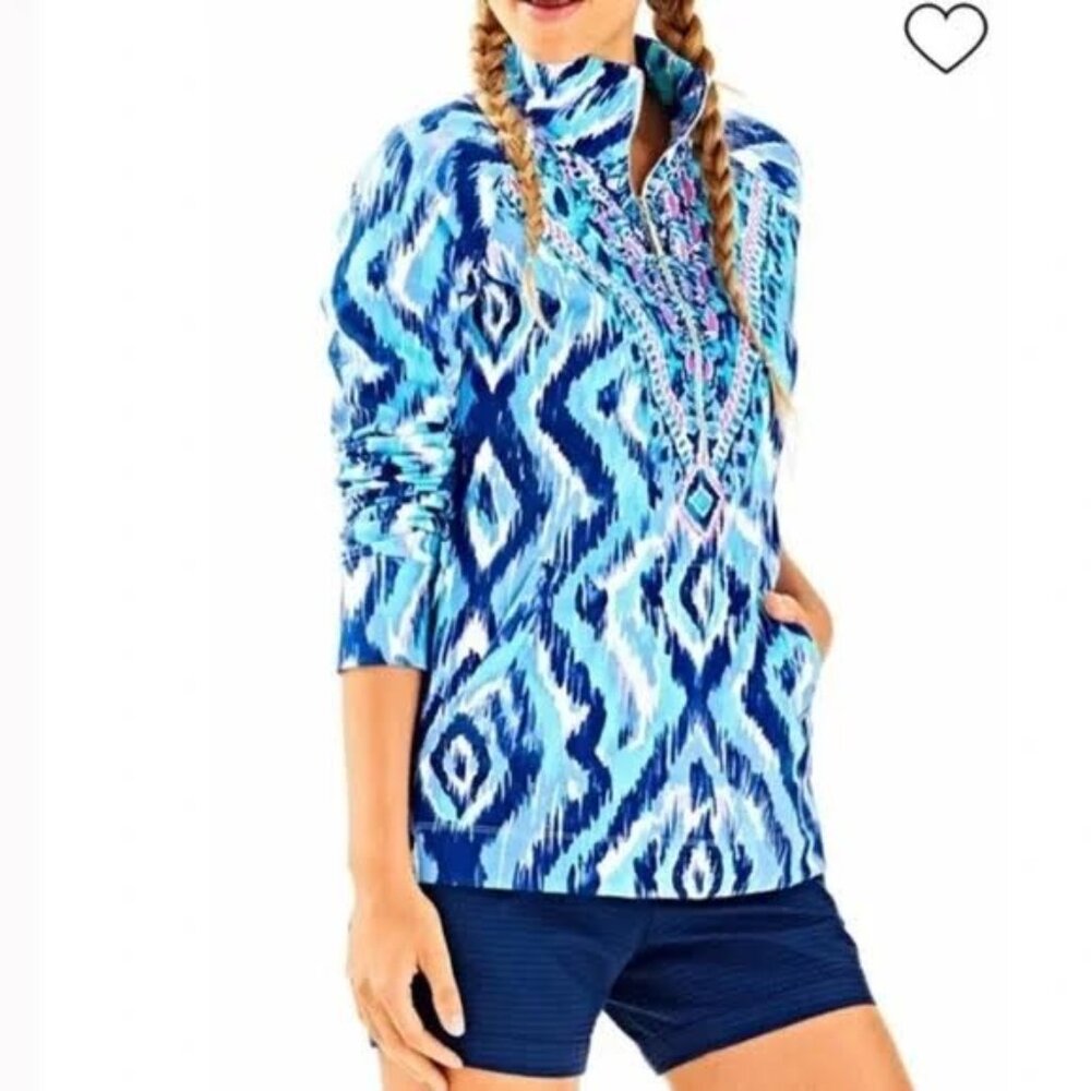 LILLY PULITZER UPF 50+ Skipper Popover half-zip pullover top Sz S